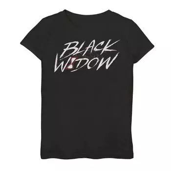 Футболка с надписью Marvel Black Widow и брызгами краски для девочек 7–16 лет Marvel