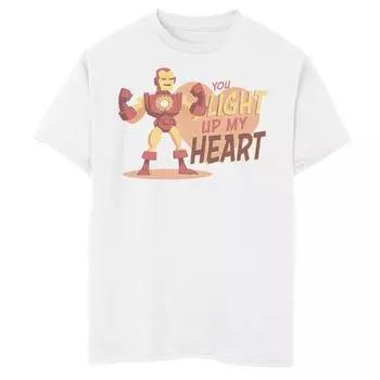 Футболка с надписью «Marvel Iron Man You Light Up My Heart» для мальчиков 8–20 лет Marvel
