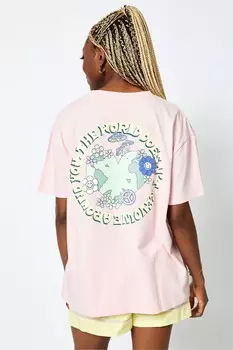 Футболка с надписью «Мир не вращается вокруг тебя» Skinnydip, розовый