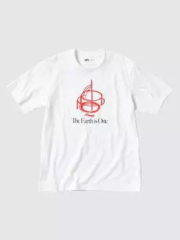 Футболка с надписью «Мир всем» Uniqlo, цвет 00 белый