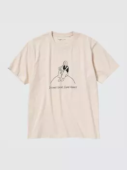 Футболка с надписью «Мир всем» Uniqlo, цвет 30 бежевый