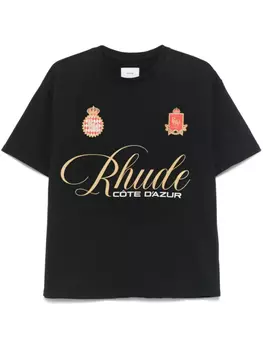 Футболка с надписью RHUDE Script Crest, черный
