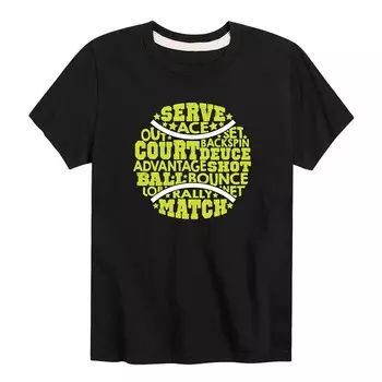 Футболка с надписью «Tennis Ball Phrases» для мальчиков 8–20 лет Licensed Character, черный
