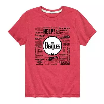 Футболка с надписью The Beatles Singles для мальчиков 8–20 лет Licensed Character, красный
