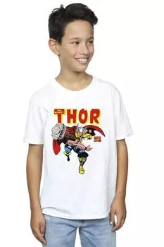 Футболка с надписью Thor Hammer Throw Marvel, белый