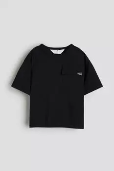 Футболка с нагрудным карманом H&M, черный