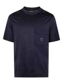 Футболка с накладным карманом и логотипом EMPORIO ARMANI, синий