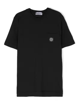Футболка с накладным карманом Stone Island Junior, черный