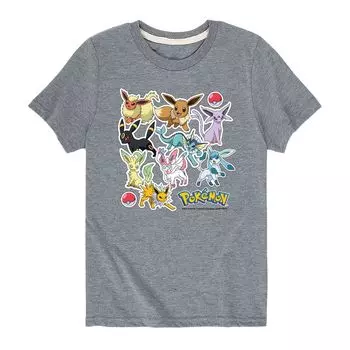Футболка с наклейками Pokemon Eeveelution для мальчиков 8–20 лет и графикой Licensed Character