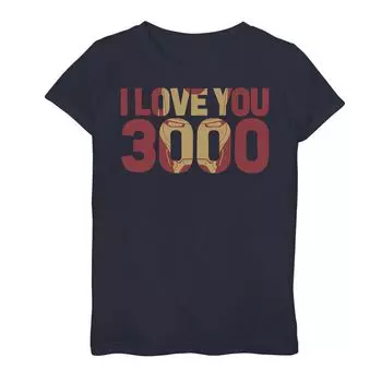Футболка с наполняющей маской и надписью «I Love You 3000» для девочек 7–16 лет «Marvel Avengers Endgame Iron Man» Licensed Character, синий