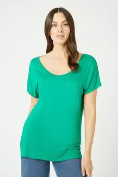 футболка с напуском и V-образным вырезом Debenhams, зеленый