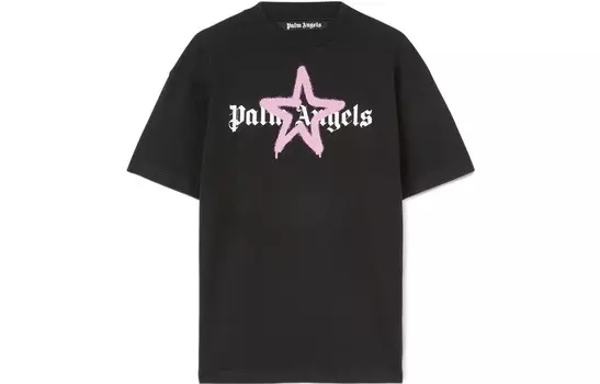 Футболка с напылением звезд Palm Angels, черный