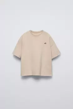 Футболка с нарисованным логотипом ZARA, кэмел