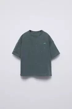 Футболка с нарисованным логотипом ZARA, зеленый