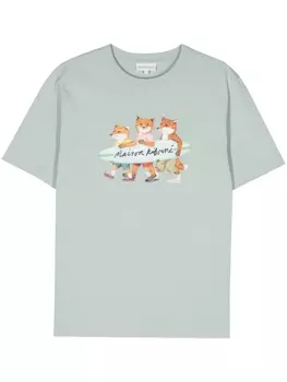 Футболка с нашивкой Fox Maison Kitsun, зеленый