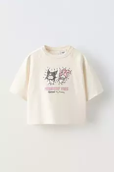 Футболка с нашивкой kuromi ZARA, экрю