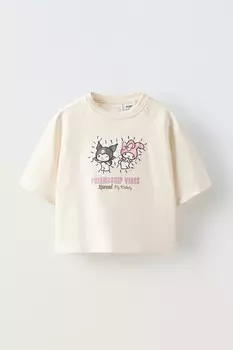 Футболка с нашивкой kuromi ZARA, экрю