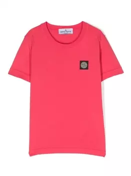 Футболка с нашивкой-логотипом Compass Stone Island Junior, розовый