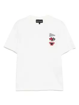 Футболка с нашивкой-логотипом Emporio Armani Kids, белый