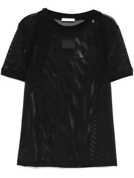 Футболка с нашивкой-логотипом Helmut Lang из сетки, черный