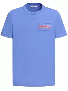 Футболка с нашивкой-логотипом Marni, синий
