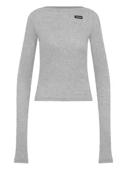 Футболка с нашивкой-логотипом Miu Miu, серый