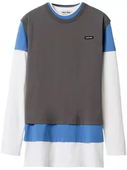 Футболка с нашивкой-логотипом Miu Miu (упаковка из трех штук), серый