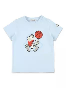 Футболка с нашивкой-логотипом Moncler Enfant, синий