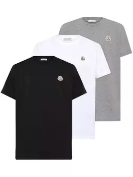 Футболка с нашивкой-логотипом Moncler (упаковка из трех штук), черный