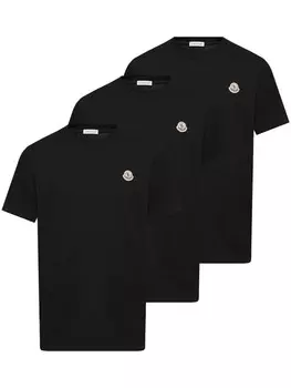 Футболка с нашивкой-логотипом Moncler (упаковка из трех штук), черный