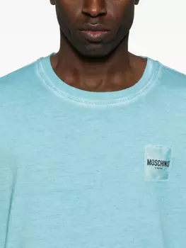 Футболка с нашивкой-логотипом Moschino, синий