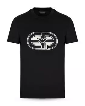 Футболка с нашивкой-логотипом с круглым вырезом Emporio Armani, цвет Black