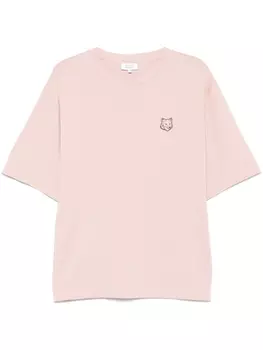 Футболка с нашивкой на голову «Лиса» Maison Kitsun, розовый