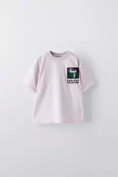 Футболка с нашивкой skate ZARA, лиловый