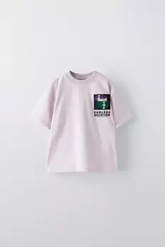 Футболка с нашивкой skate ZARA, лиловый