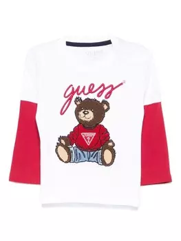 Футболка с нашивкой в виде плюшевого мишки для детей Guess Kids, белый