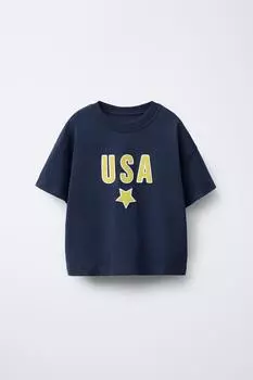 Футболка с нашивкой ZARA, синий