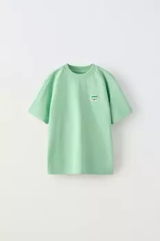Футболка с нашивкой ZARA, светло-зеленый