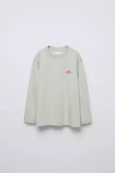 Футболка с нашивкой ZARA, светло-зеленый