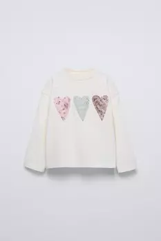 Футболка с нашивкой ZARA, устрично-белый