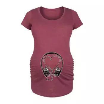 Футболка с наушниками для беременных и шнуром в форме сердца Unbranded, красный