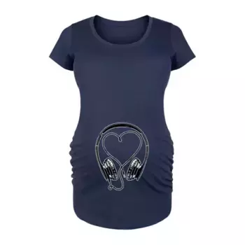 Футболка с наушниками для беременных и шнуром в форме сердца Unbranded, синий