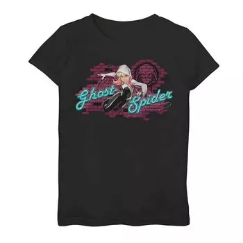 Футболка с неоновой вывеской «Marvel Spider-Gwen Ghost-Spider» для девочек 7–16 лет Licensed Character, черный