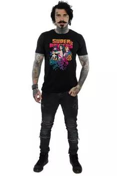 Футболка с неоновым цветочным принтом Super Powers DC Comics, черный