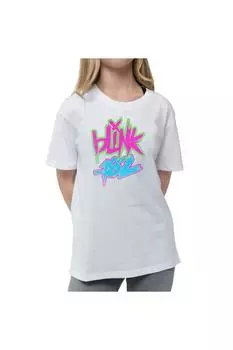 Футболка с неоновым логотипом Blink 182, белый