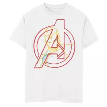 Футболка с неоновым логотипом для мальчиков 8–20 лет «Marvel Avengers Iron Man» Marvel