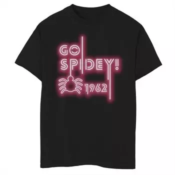 Футболка с неоновым логотипом и графическим рисунком для мальчиков 8–20 лет Marvel Spider-Man Go Spidey 1962 Marvel