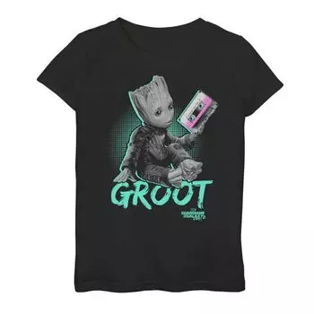 Футболка с неоновым портретом в стиле ретро для девочек 7–16 лет Marvel Baby Groot Licensed Character