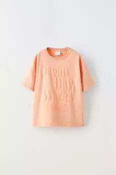 Футболка с неоновым слоганом ZARA, апельсин