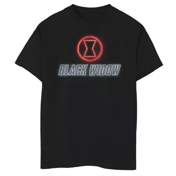 Футболка с неоновым светящимся логотипом Marvel Black Widow для мальчиков 8–20 лет Marvel